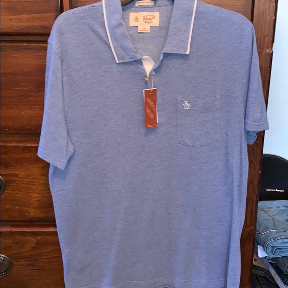 Men’s blue penguin brand polo